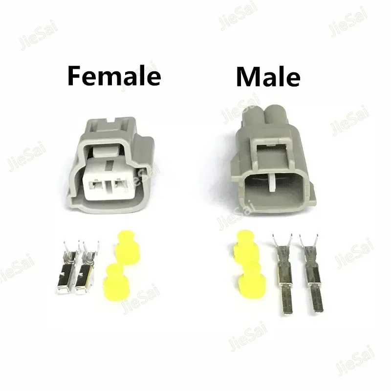 2 Pin Automotive Fog Lamp Plug Turn Signal Light Connector Female Male With Terminals And Rubber Seals