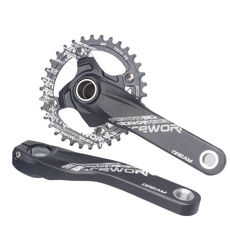 RACEWORK Mountain Bike Crankset 104BCD 170mm MTB Crank Set With BB Bottom Bracket 32T 34T 36T 38T Aluminum Alloy