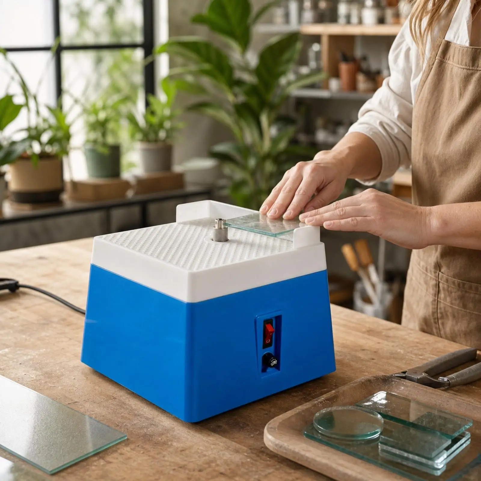 Space Saving Electric Glass Polisher with Australian Plug for Craft Workstation