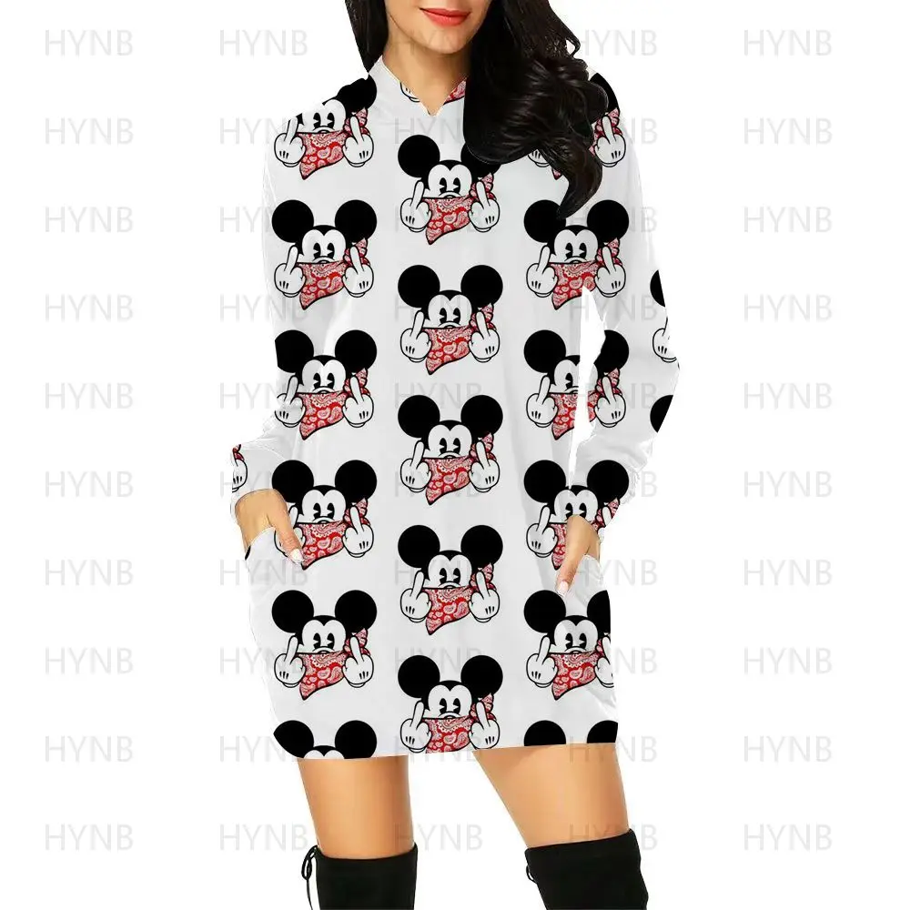 Mini robe de bal Mickey pour femme, tenue de soirée Chic et élégante, avec sweat à capuche, Disney, Minnie Mouse, Y2k, Kawaii, 5