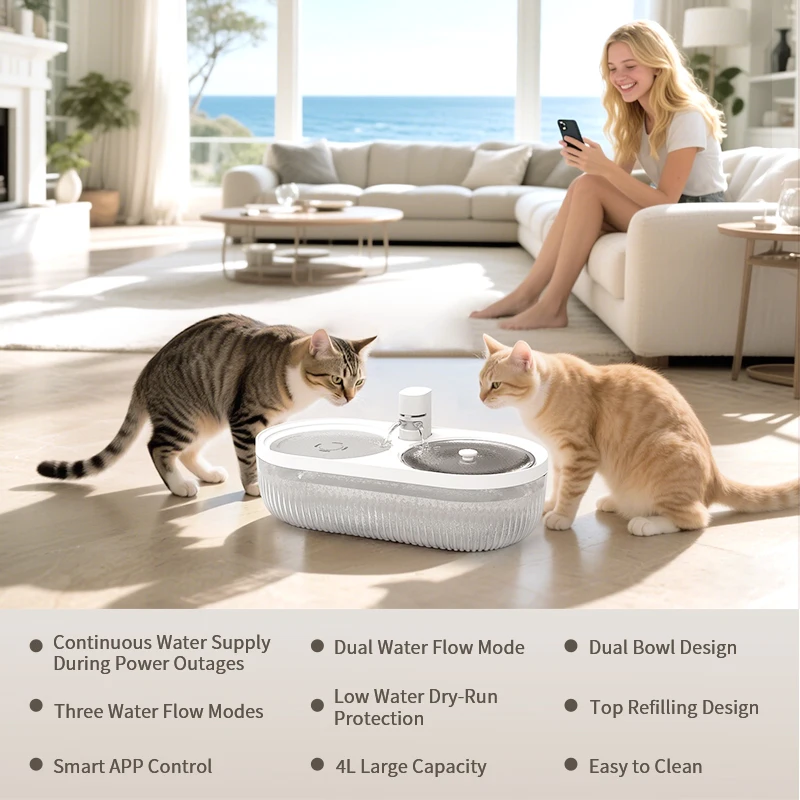 4L Large Capacity Pet Water Dispenser Cat Drinking Fountain Pet Water Fountain for Cats