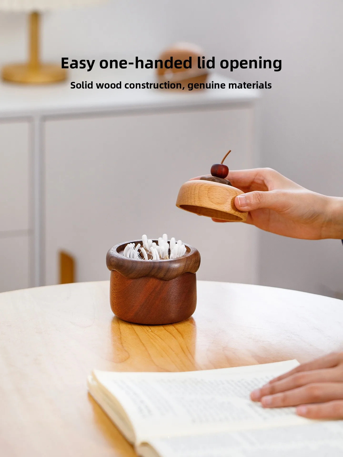 

Adorable Wooden Tooti Cotton Swab Box Multi-Functional Home Desktop Storage Box Moving Small Gift Real Wood Material