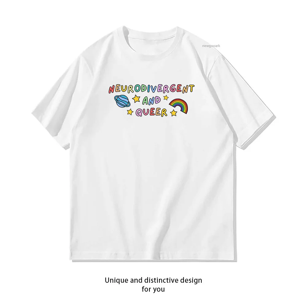 Neurodivergent and Queer Rainbow Magnet T-shirt woman man Casual cotton printed t shirts Adult streetwear camisetas tops