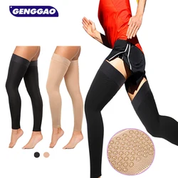 1Pair Compression Stockings For Women - Thigh-Hi Leg Sleeve With Grip Top Firm Graduated Support 20-30mmHg