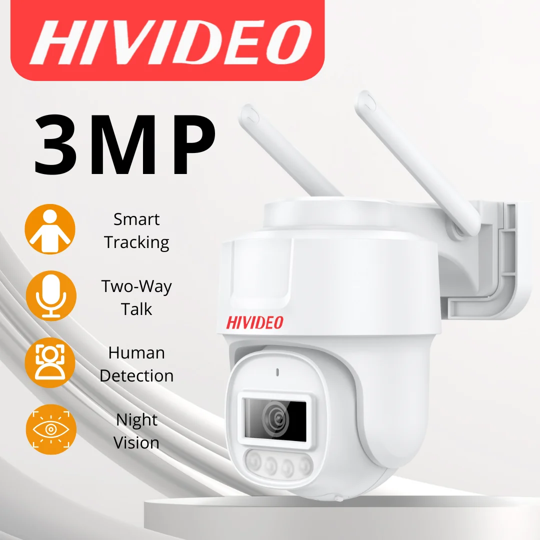 

HIVIDEO 3MP WiFi Camera Outdoor Security Camera Full Color Night Vision Two way Audio AI Human Detection IP66