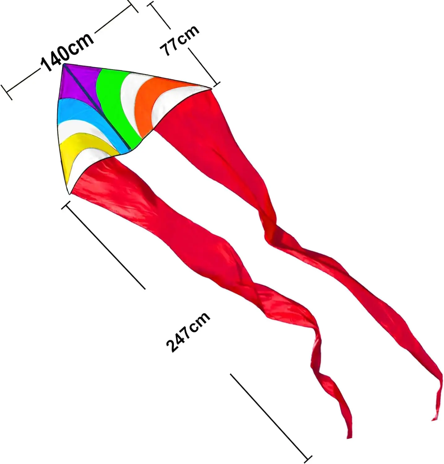 ใหม่ 3m Power Rainbow Triangle /Delta Kites พร้อม Kite Handle และ Line Good Flying