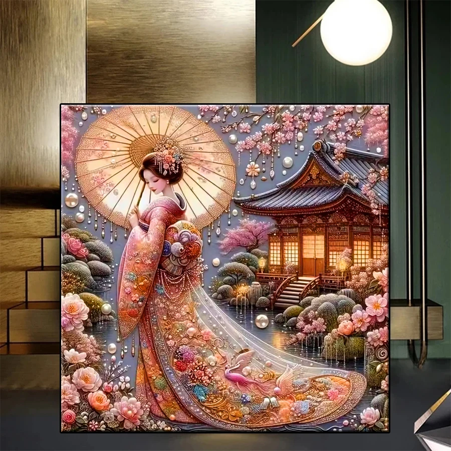 

Полный комплект алмазной живописи, новый японский женский цветок, дерево, художественная мозаика, картина, алмазная вышивка, домашний декор