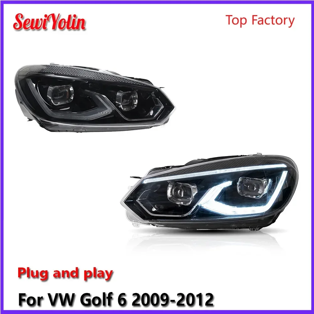 

Car LED Headlight Light Assemblies For VW Golf 6 2009-2012 Auto Fog DRL Brake Turn Signal Lamp Plug And Play