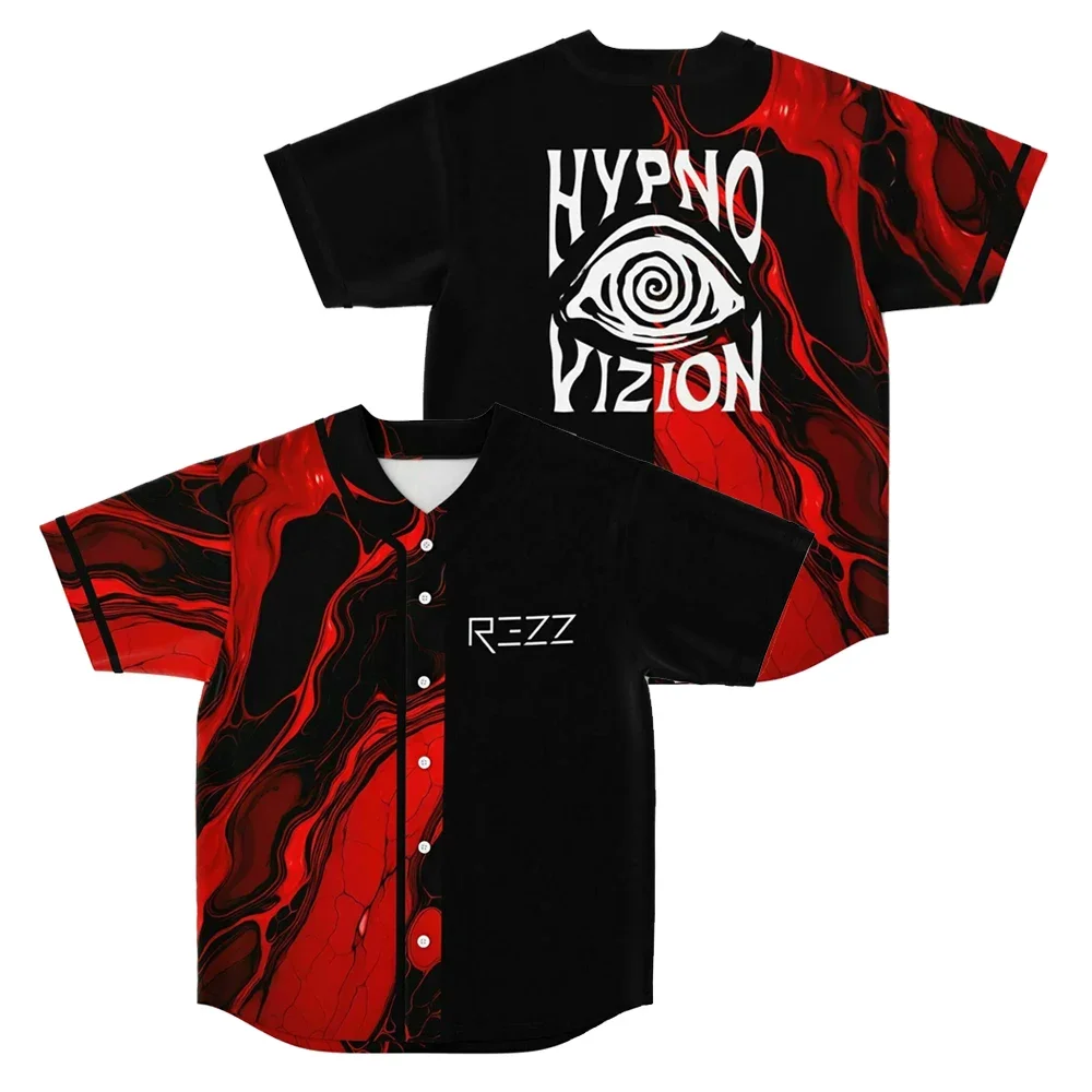 Rezz  jersey  hypnohand red trippy psychedelic  Thin button Baseball Uniform Men/Women Baseball Jersey For EDM Festivals