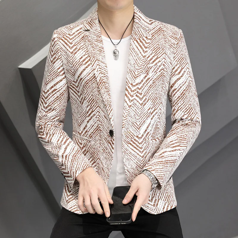 2024 Men's Spring New Printed blazer Youth Slim Fit Handsome Fashion Fashion All-Match Animal Pattern  blazer