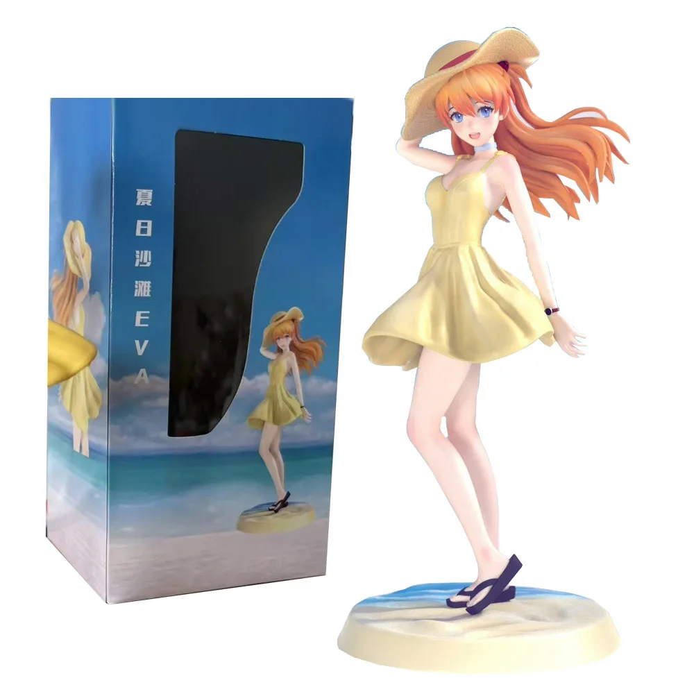 NEON GENESIS EVANGELION EVA Anime Figure Asuka Langley Soryu Yellow Skirt Beach Swimsuit Ver Collection Decoration Toys Doll