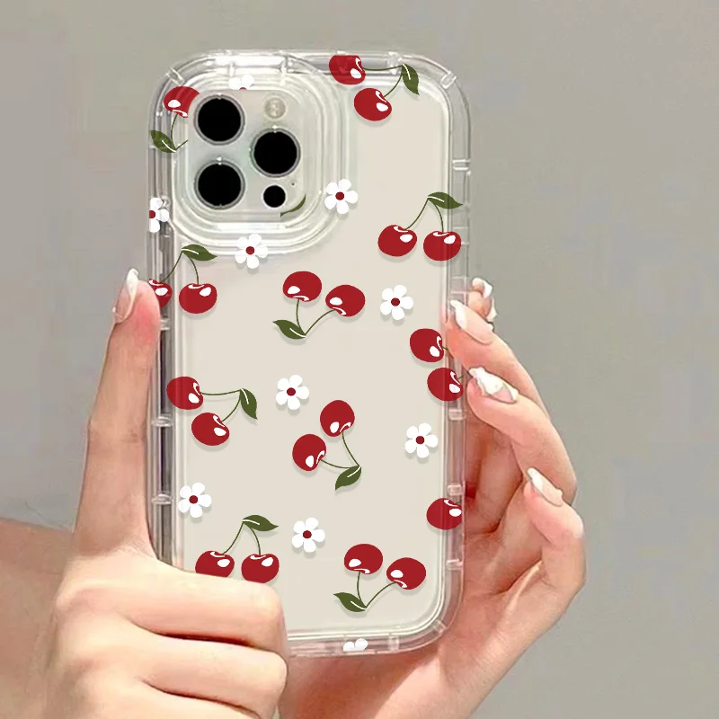 Cute Cherry Phone Case For iPhone 17 13 16 15 11 12 14 Pro Max 7 8 Plus 17 Air XR SE 2022 2020 Shockproof Soft Clear Cover Coque - náhled 3