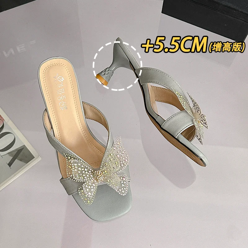 

Princess Crystal Diamond Bow Women's Slippers, Summer New Fairy Style Open-Toe Sandals for Women