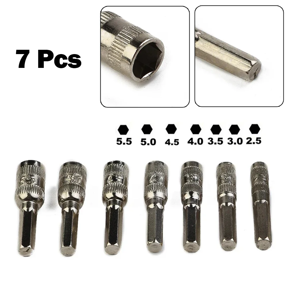 Brand New High Quality Practical Hex Socket Hex Shank Driver Metal 6 Point 7Pcs/Set Hand Tools Hexagonal Shank