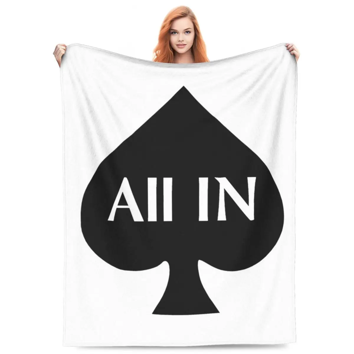 Poker All IN Design For Poker Players Blanket Flannel Sofa Blanket Multi-function for Home Bedroom Travel Throws Bedspread Quilt