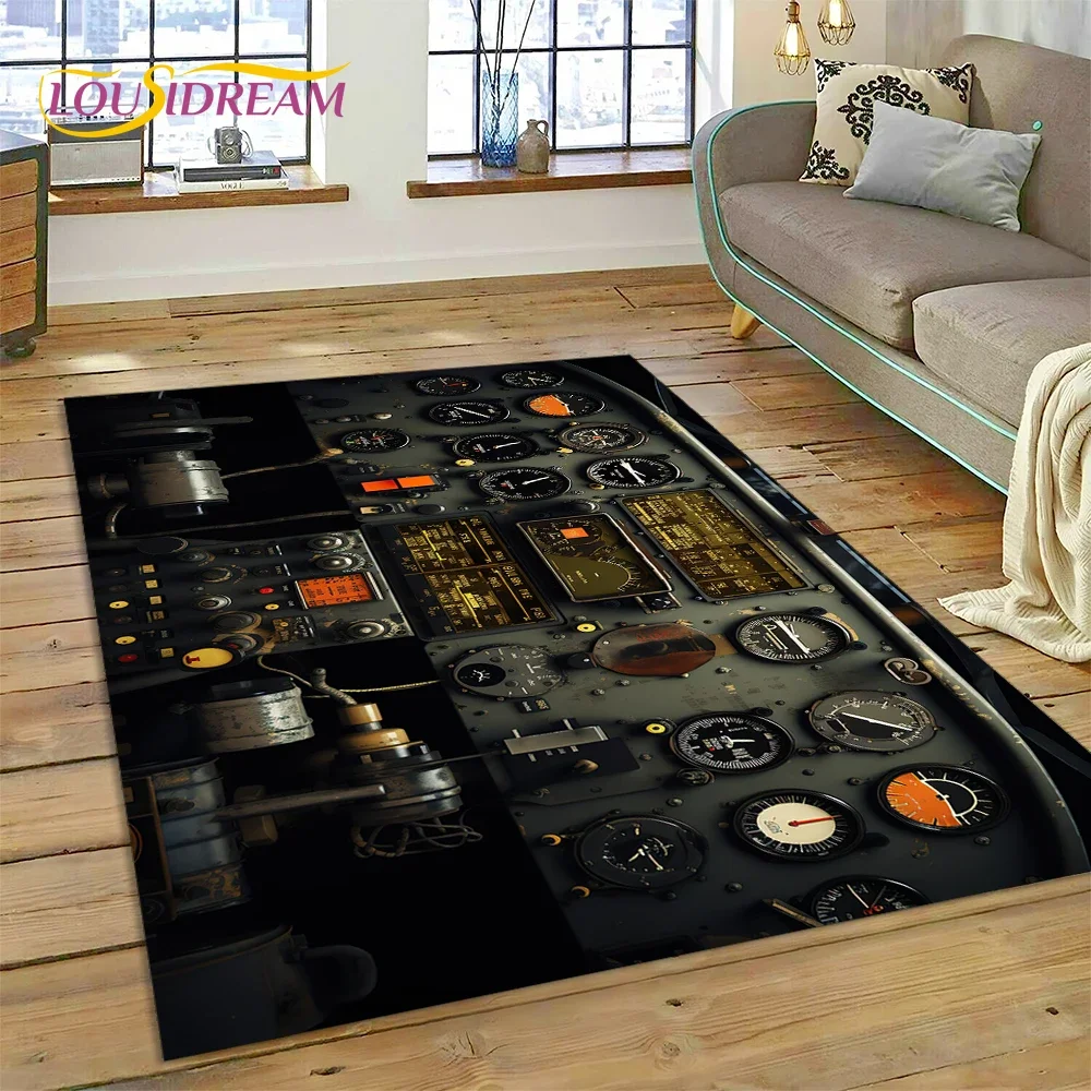 

Aircraft Control Cockpit Cabin Spacecraft Dashboard Rug Carpet for Living Room Bedroom,Non-slip Decoration for Sofa Doormat Moto