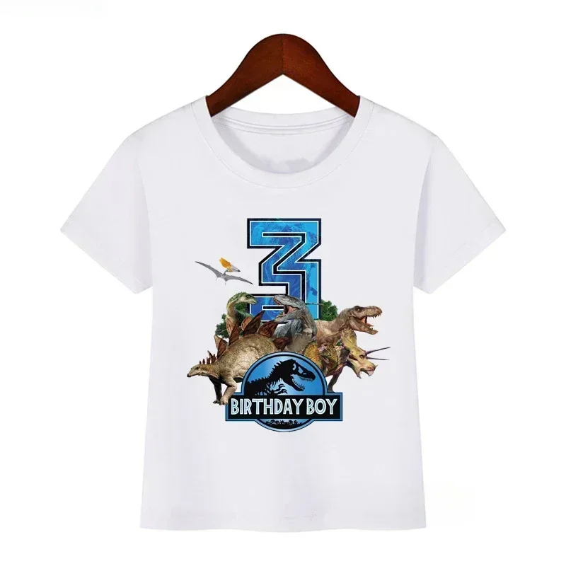 Jurassic Park Birthday 3-9 Years Children T Shirt Dinosaur Summer Tshirt Fashion Boy Clothing Cotton Top Kid Baby Birthday Tee