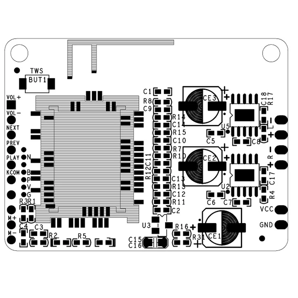 Bluetooth 5.1 Qualcomm QCC3034 Lossless Full-format Decoding Power Amplifier Bootstrap Boost Stereo 5/6/8W