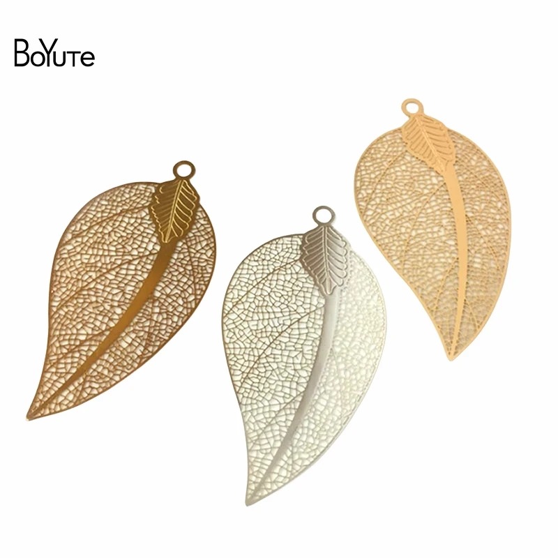 BoYuTe (10 Pieces/Lot) 66*35MM Filigree Leaf Metal Brass Sheet Diy Jewelry Accessories Handmade Materials