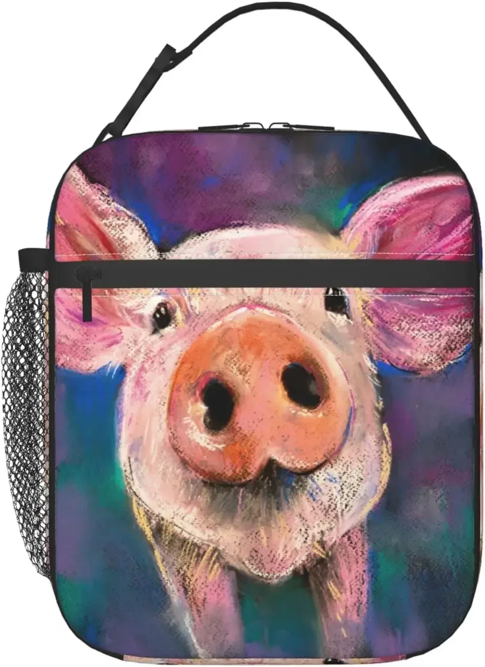 

Pig Portrait Art Lunch Bag Reusable Portable Thermal Lunch Box Insulated Meal Bag Food Container for School Work Picnic Travel