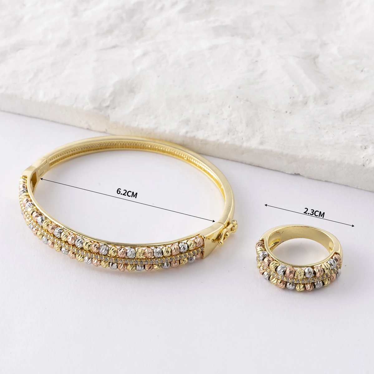 LUIZADA Copper Metal Beads Cross Bangle for Women Fashion Jewelry Delicate Multicolor Exquisite Holiday Gift