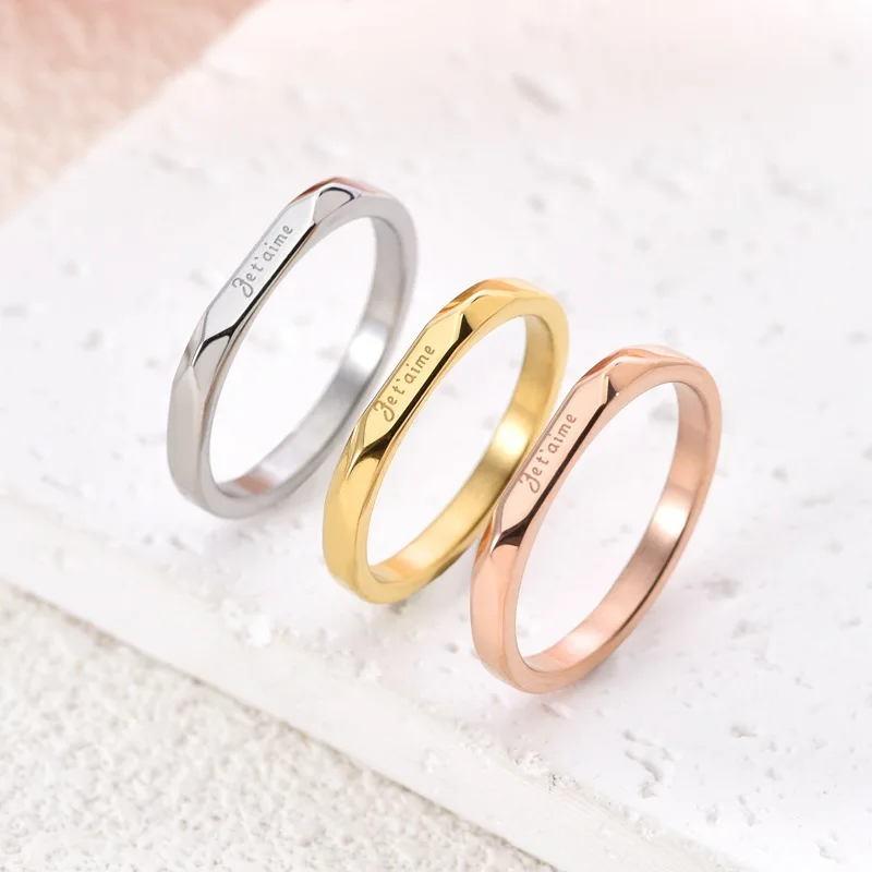

Simple Ins Parallel Letters Stainless Steel Rose Gold Ring Niche Design Sense Ring Wholesale Jewelry Women's Gift