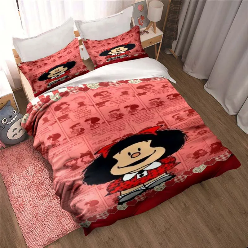 

Mafalda Cartoon Quino Comics Cartoon Bedding Set for Adults and Children Large King Size Quilt Cover Pillowcase Soft Duvet Cover