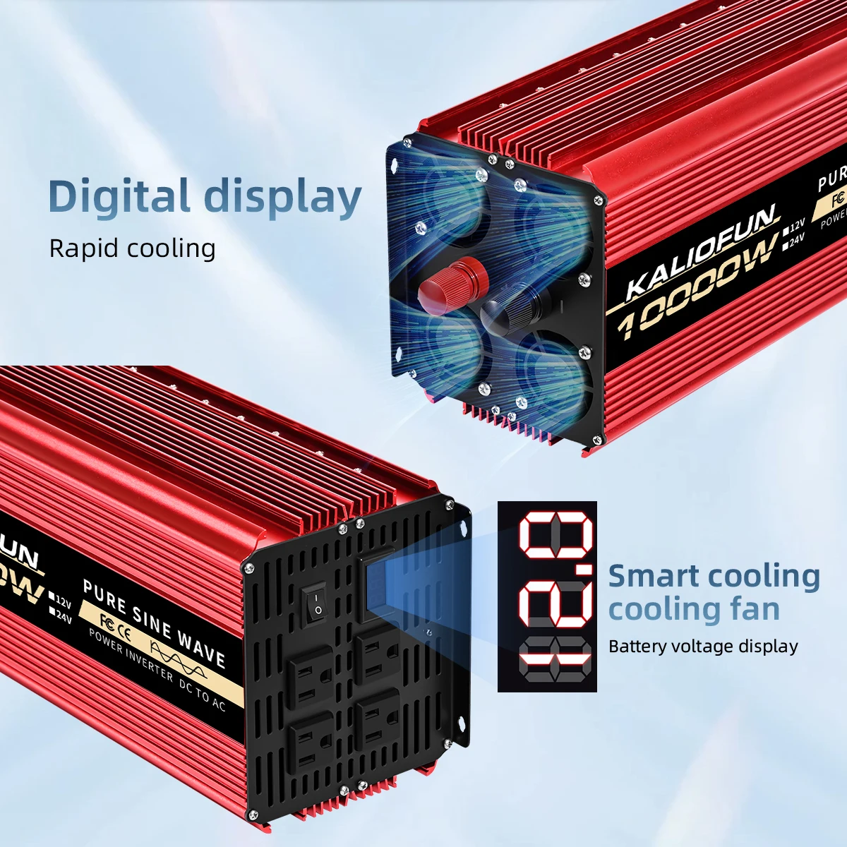 مقبس الولايات المتحدة 12 فولت إلى التيار المتناوب 110 فولت 60 هرتز محول موجة جيبية نقية قوة السيارة 1600 واط/6000 واط/10000 واط محول الجهد المحمول مع LED #4