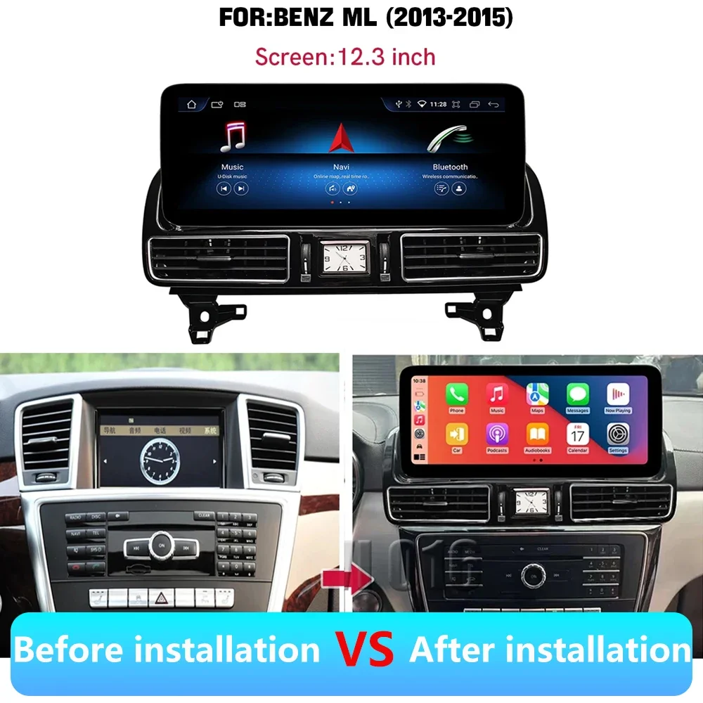 12.3'' For Mercedes Benz ML W166 X166 2012 2013 - 2015 Android OS 4G WIFI IPS Screen Car Stereo GPS Navigation Auto Radio DSP