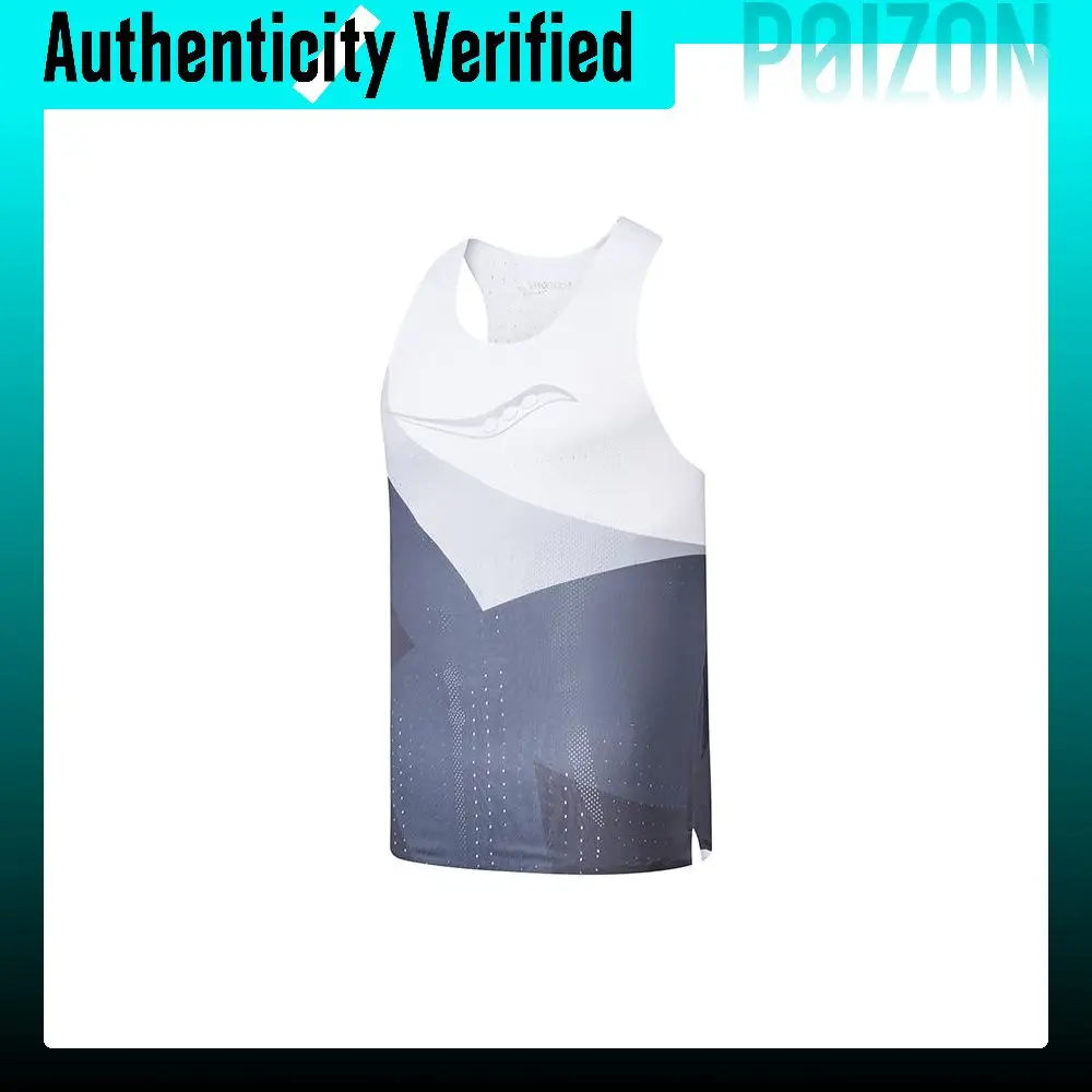Saucony SS24 Running Tank Top Men's White Base With Black And Gray Colorblock Print Set SC2249038A-PR38