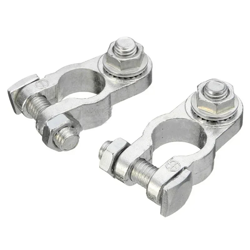 2Pc Battery Terminal Clamp Clip Connector Car Battery Column Terminal Zinc Alloy Positive&Negative Pole Auto Battery Accessories