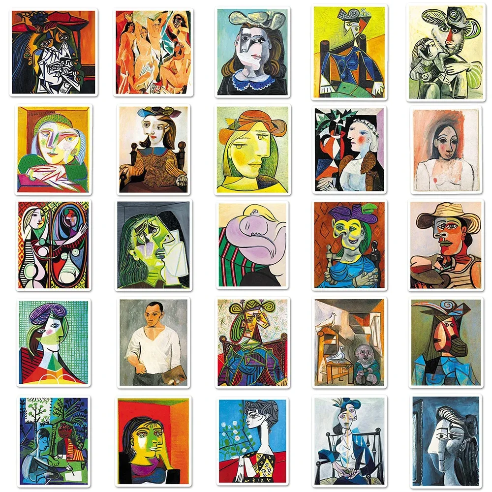 Autocollants de peinture artistique abstraite Picasso classique, étiquette de Collection, pour téléphone, Scrapbook, valise, ordinateur portable, jouet cadeau, DIY bricolage, 50 pièces