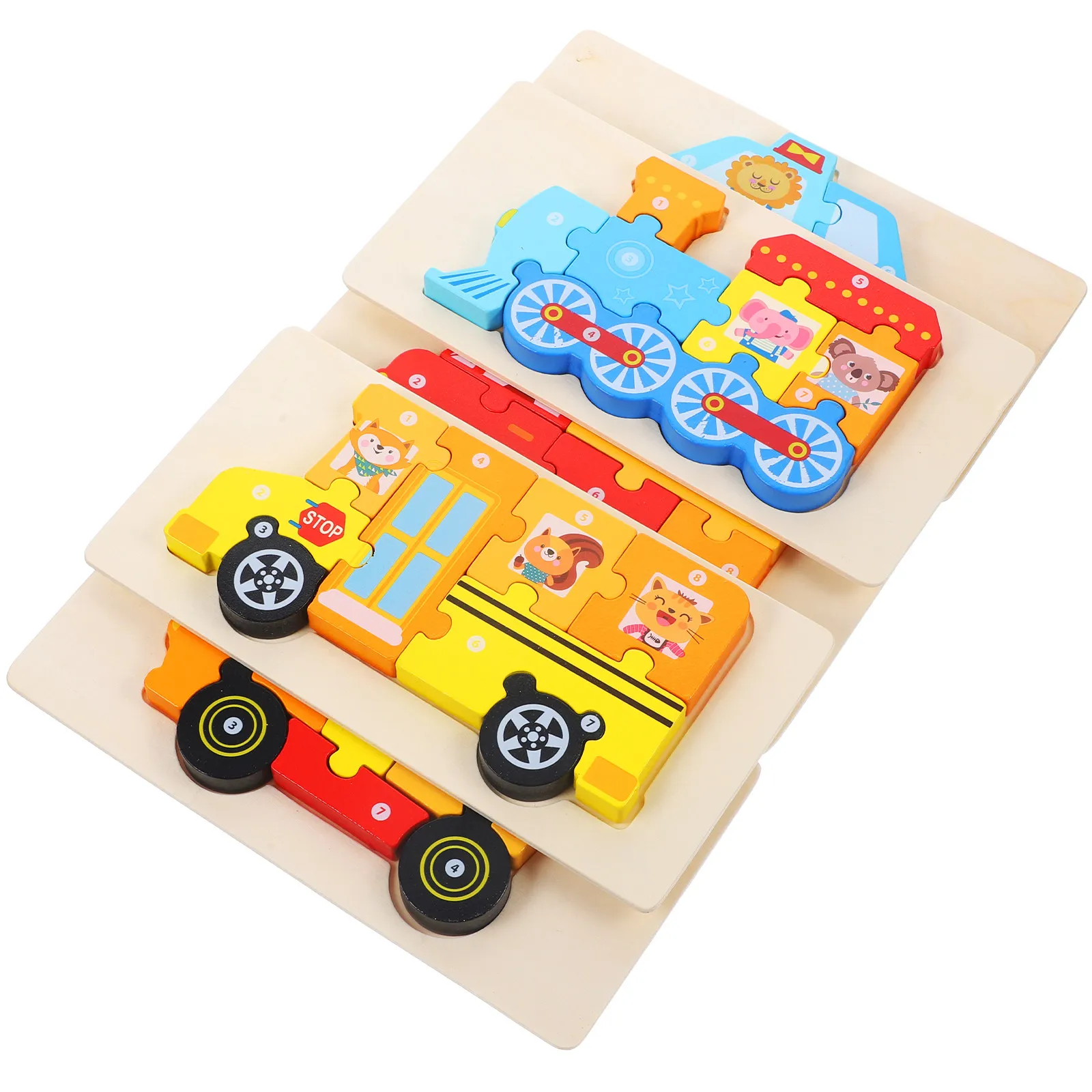 

5 наборов деревянных 3D-пазлов в мультяшном стиле: развивающие блоки для малышей и детей, для практического обучения и когнитивного развития