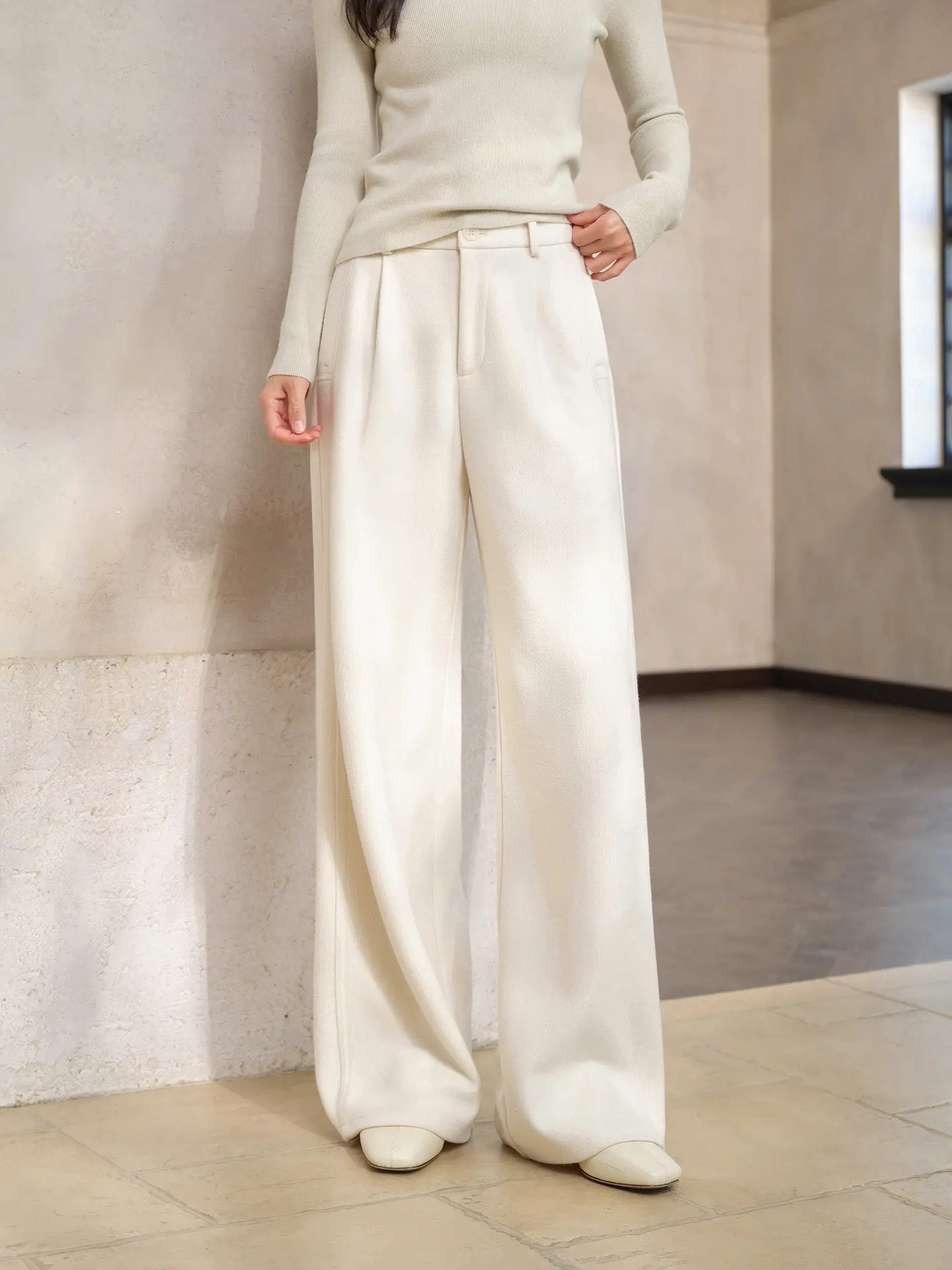 Comfortable High Waist Knit Straight Pants Women Soft Loose Fit Commuter Trousers Chic Casual Spring Wide Leg Long Pants Lady