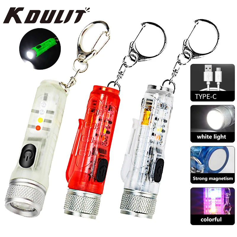 

KDULIT LED Mini Flashlight Keychain Light Multi Mode Portable Torch Magnetic Repair Outdoor Lanterm Ultraviolet Flashlights