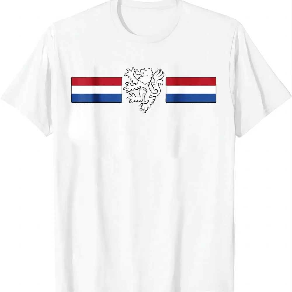Holland Emblem Lion Nederland Flag Netherlands T-Shirt Summer Casual Graphic T Shirt Short Sleeve Tee Camiseta Streetwear