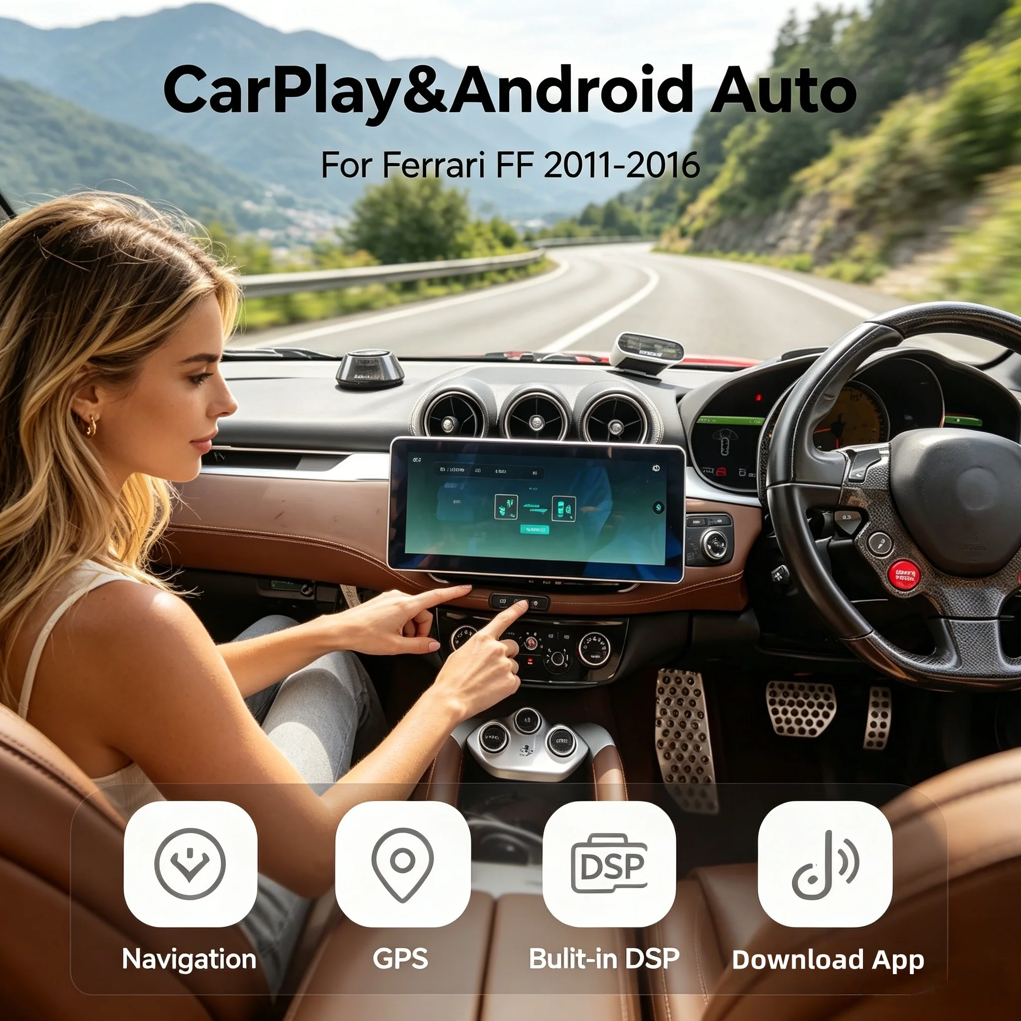 Android 12.3 INCH For Ferrari FF 2011-2016 Car Radio Multimedia Video Player Touchscreen Carplay Auto Bluetooth GPS Navigation