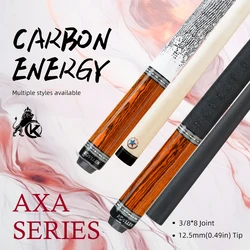 KONLLEN Carbon Fiber Pool Cue AXA Series with Handmade and Inlay Cues Stick Professional Low Deflection Pool Stick with case