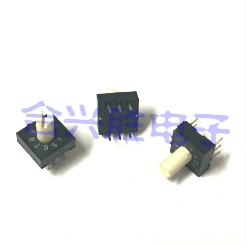 2PCS RH3HAF-10R Rotary Dial Coding Switch Positive Code 10 Digits 0-9 With Handle 3:3 Pin White Handle Length 7.3MM