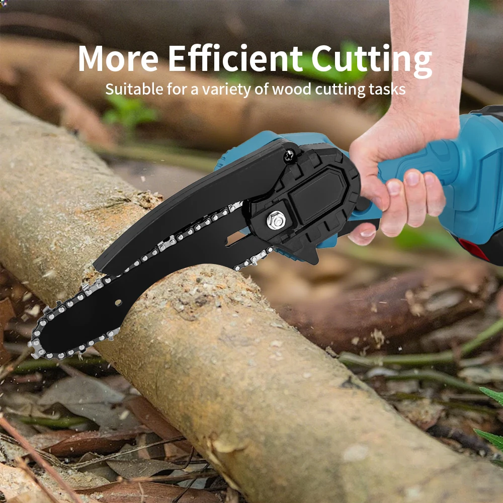 4/6 Inch Cordless Chainsaw Rechargeable Woodworking Garden Pruning Saw Wood Cutter Saws Power Tool for Makita Battery(NO Battery