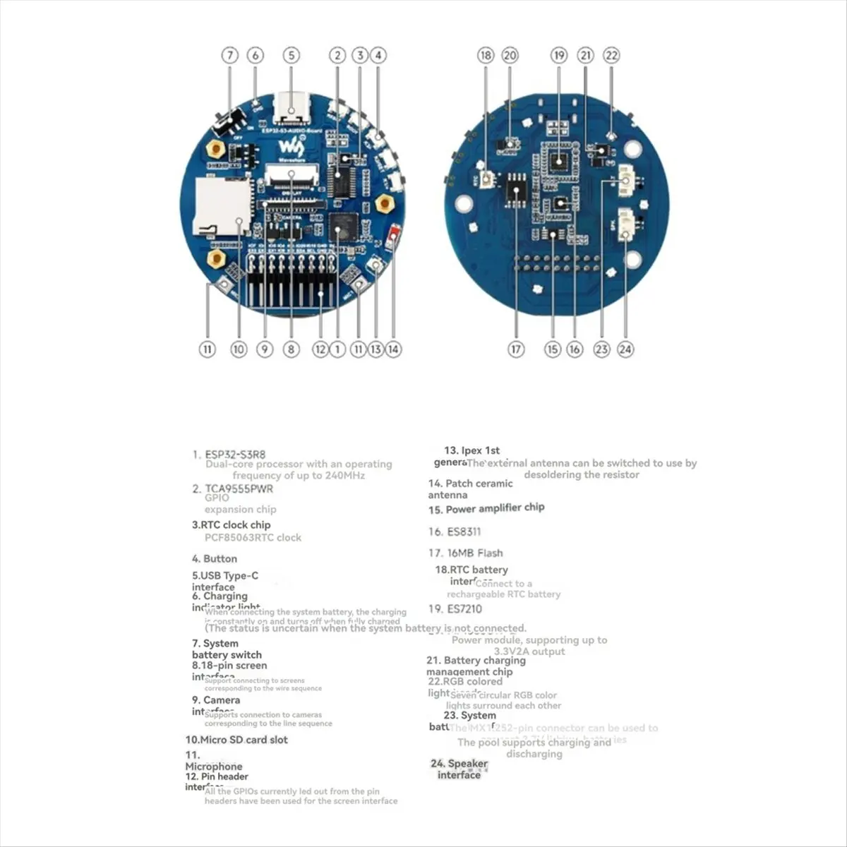 ABGN  for Xiaozhi AI - Smart Speaker Development Board Support External LCD Camera Dual Mic Noise Reduction