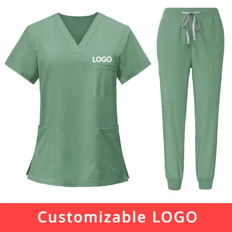 Customizable LOGO Hospital Uniform Soft Workwear Operating RoomTop Pants Surgical Clothes Medical Scrub Set Jogger Suit