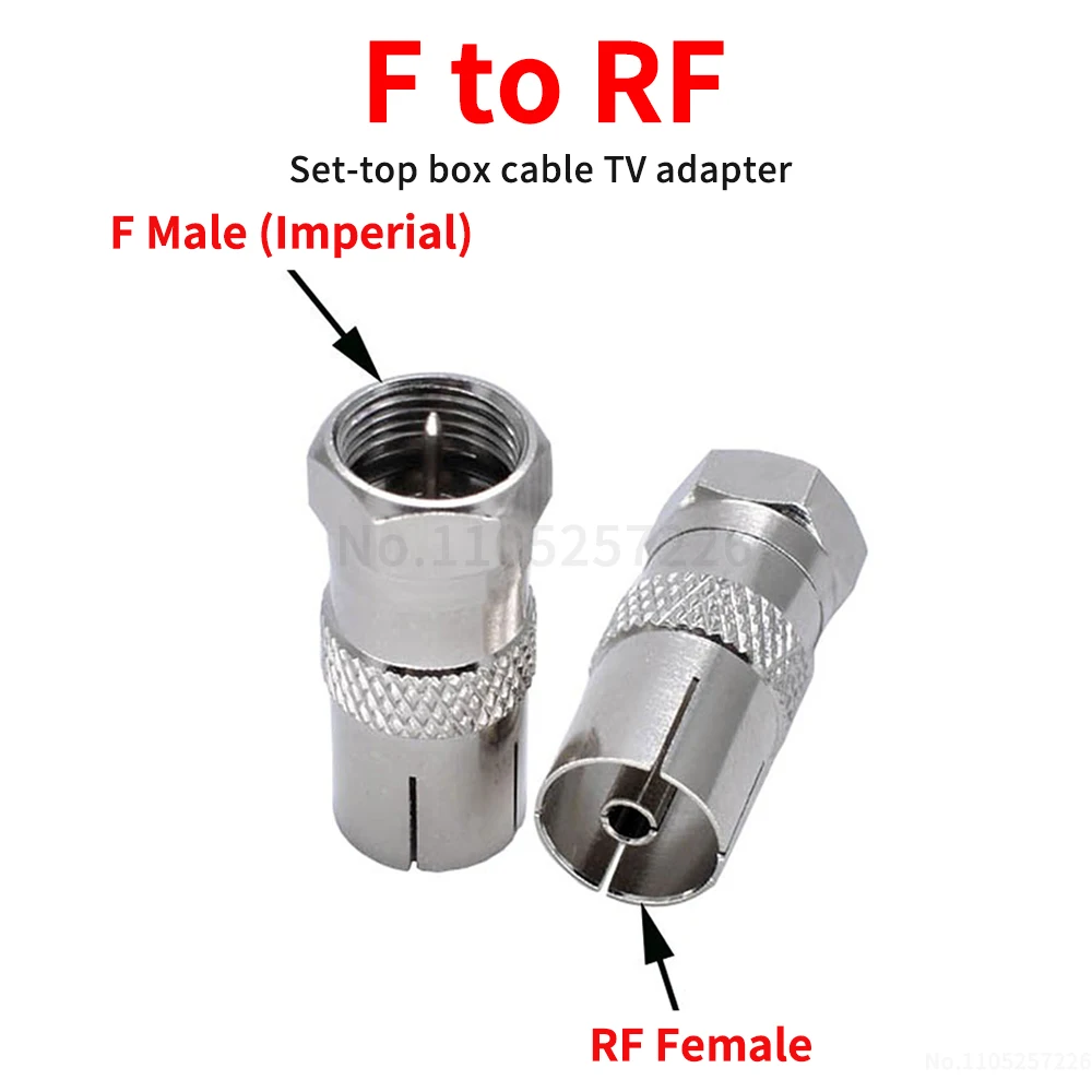 F-type (imperial) to RF female connector F-type male to 9.5mm female Set-top box cable TV adapter F-type male to TV (1 pcs)