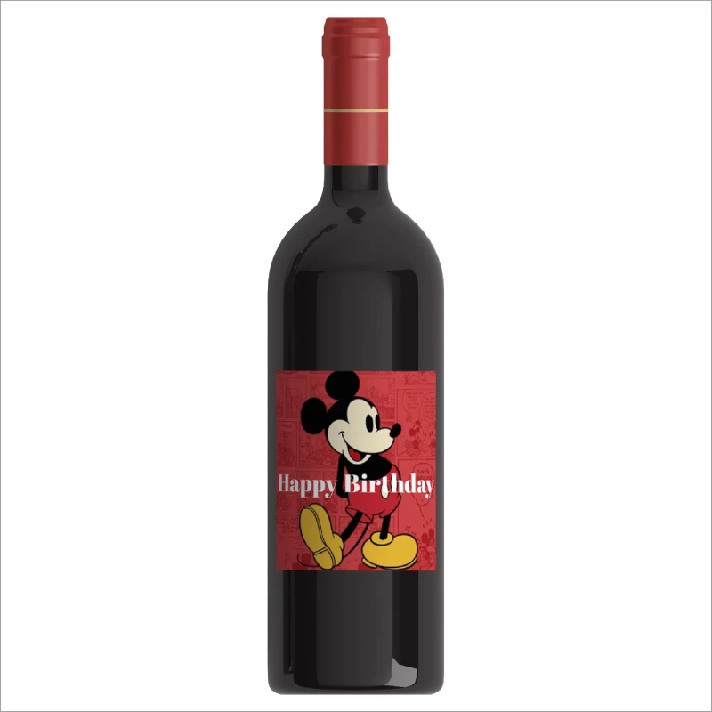 6pcs Disney Mickey Theme Ctue Wine Bottle Sticker Birthday Party Decorate Label Baby Shower Baptism Celebration Packing Supply