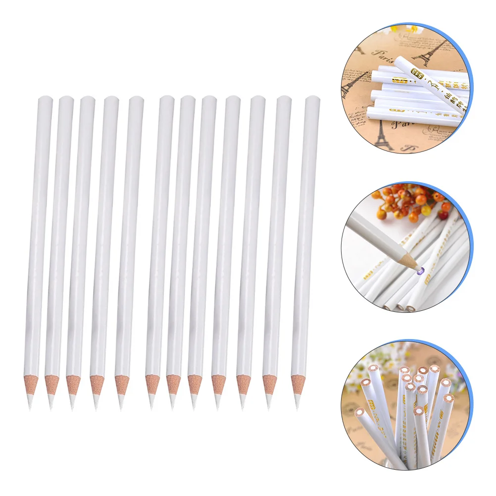 12 Pcs Bling Tool for Rhinestone Pen White Pencil Pencils Nail Dotting Tools