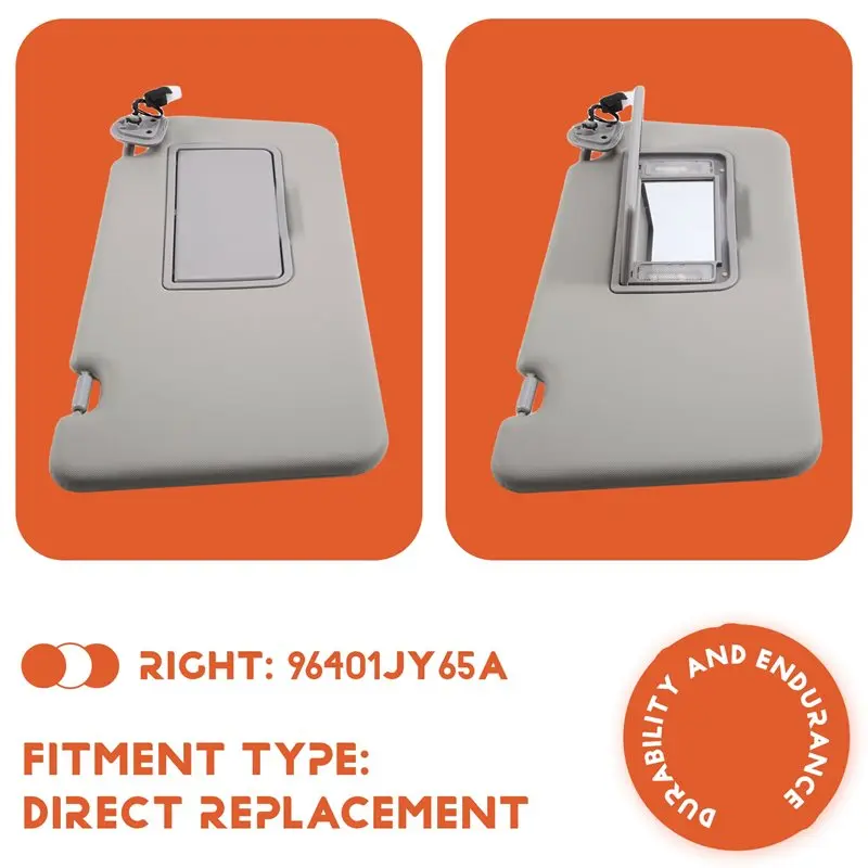 A82M-Car Front Left Sunvisor For Renault Koleos 2008-2016 Sun Visor With Makeup Mirror Light- Part No. 96401JY75A