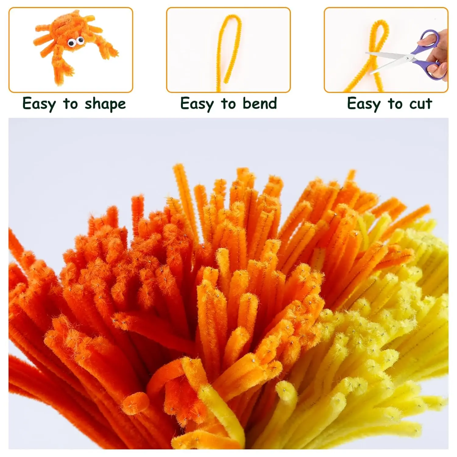 300 x Multi-Coloured Cure Pipe Cure Pipes, Coloured Chenille Wire Rods for DIY Crafts Decoration Supplies
