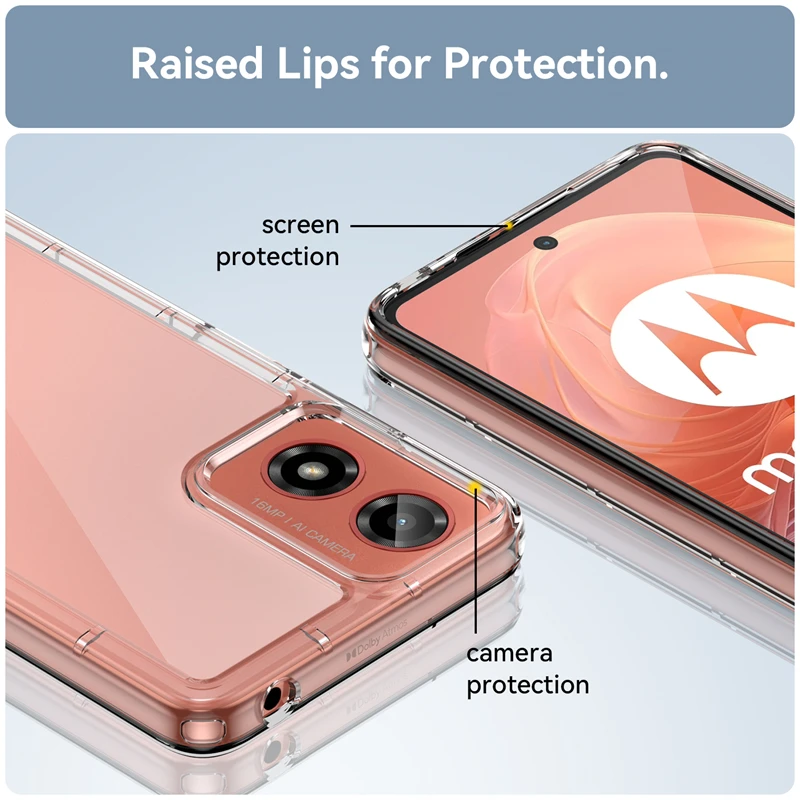 For Moto G04 Case Cover Motorola Moto G04 G 04 Capas Shockproof Armor Bumper Back Transparent Colour Clear For Fundas Moto G04