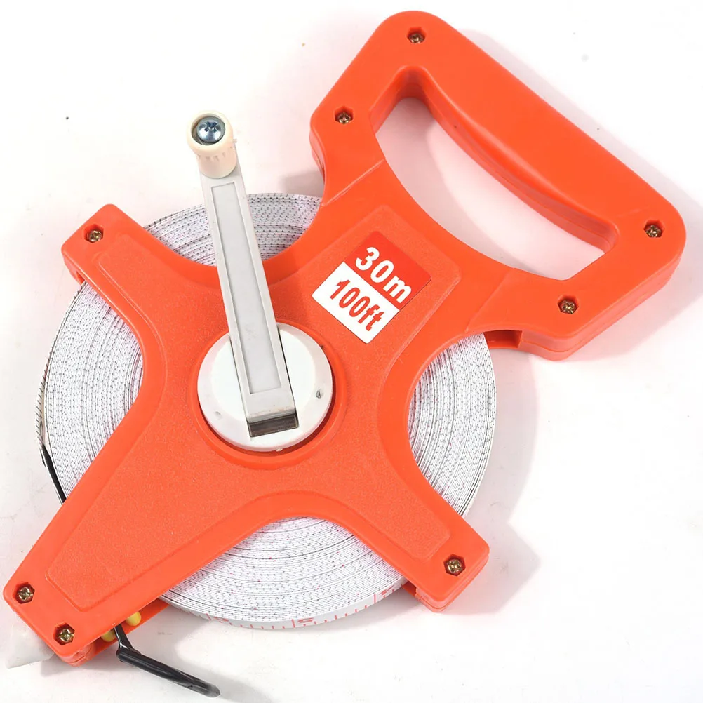 Rugged 30M Retractable Metric Tape Measure with High Visibility Orange Shell Anti Idling Rocker Four for Engineering