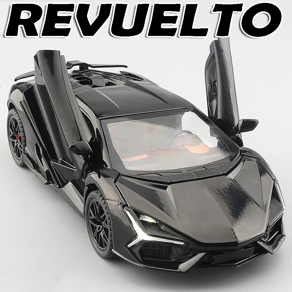 

1:32 Revuelto SVJ63 Sports Car Model Toys Alloy Diecast Doors Opened Pull Back Sound Light Decoration Supercars for Kids Adults